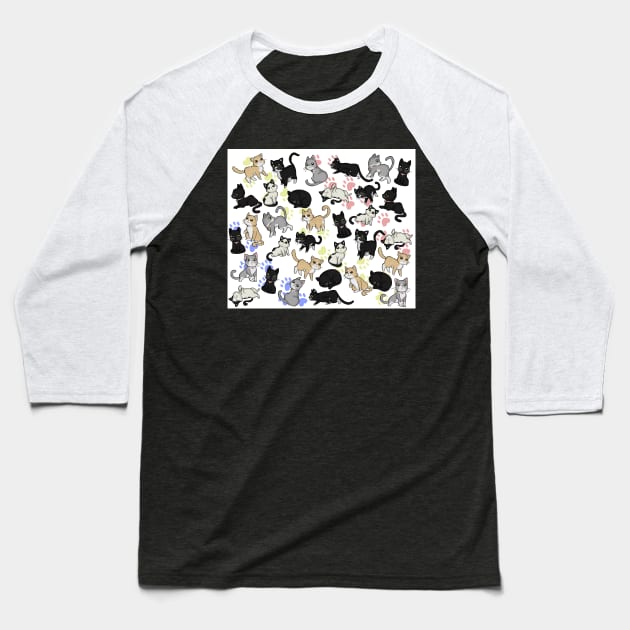 CatPattern Baseball T-Shirt by zacksmithart